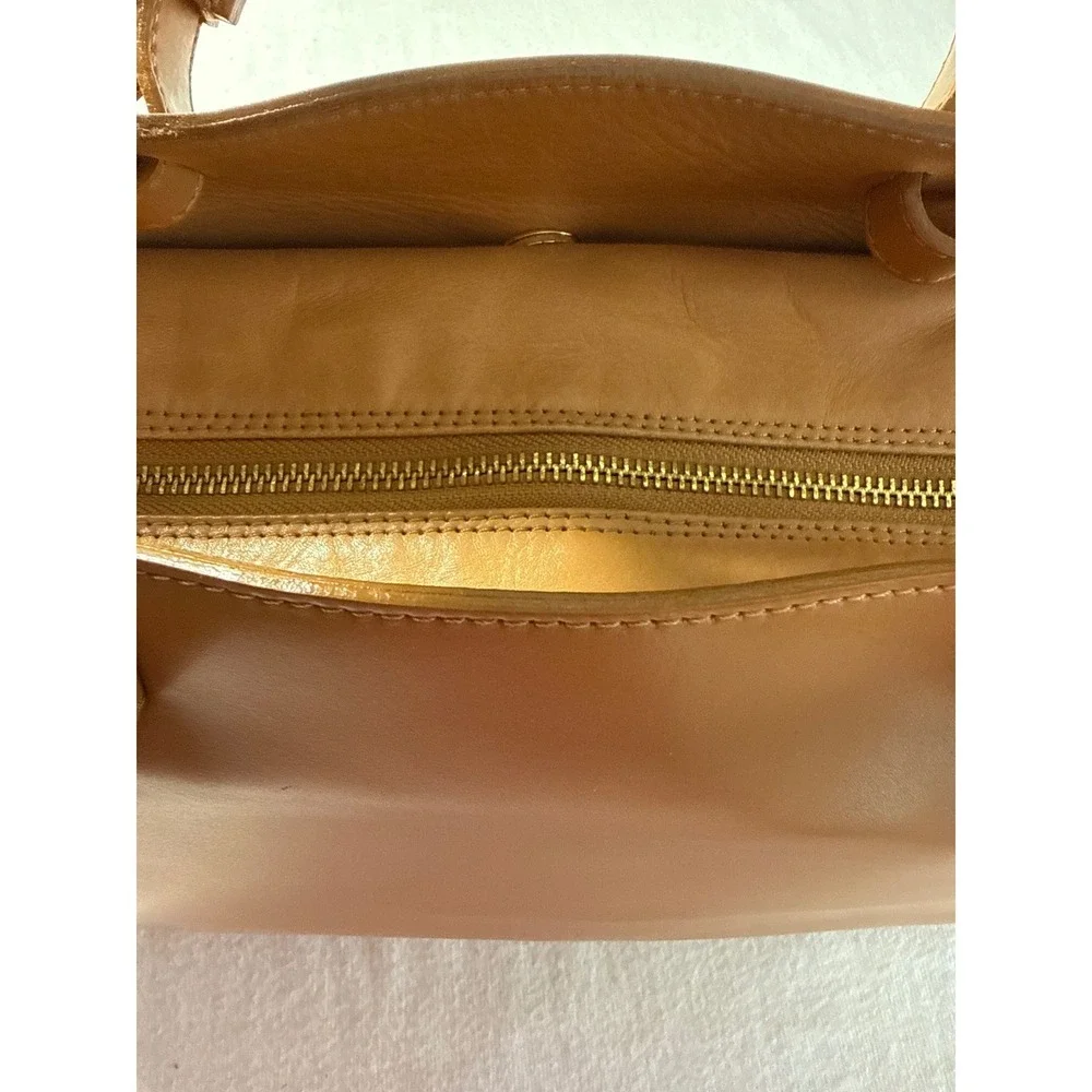 Nardelli Italy Tan Leather Satchel Crossbody Bag Cognac Gold Hardware Medium